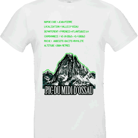T-shirt blanc Pic du Midi d’Ossau Jean-Pierre – Pilou Shop 64