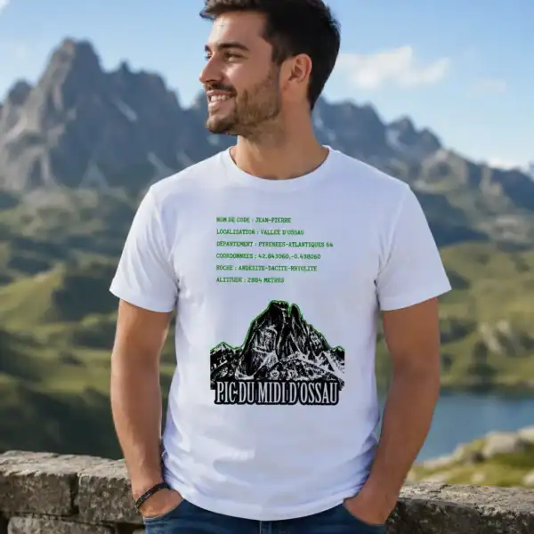 T-shirt Pic du Midi d’Ossau porté par homme en extérieur montagne Pyrénées