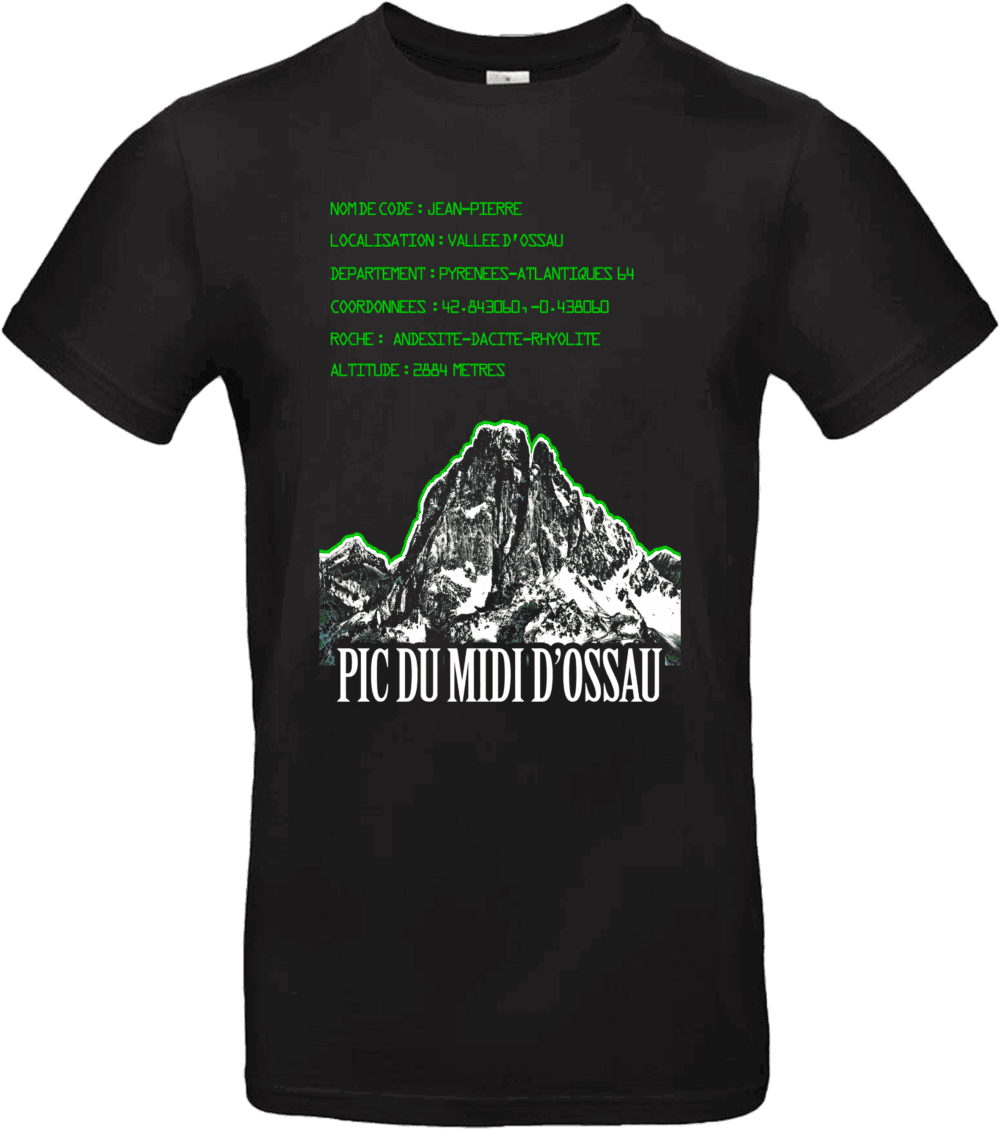 T-shirt noir Pic du Midi d’Ossau Jean-Pierre – Pilou Shop 64