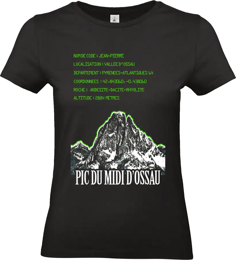 t shirt pic du midi d ossau jean pierre design technique montagne bearn impression dtf pilou shop 64 femme