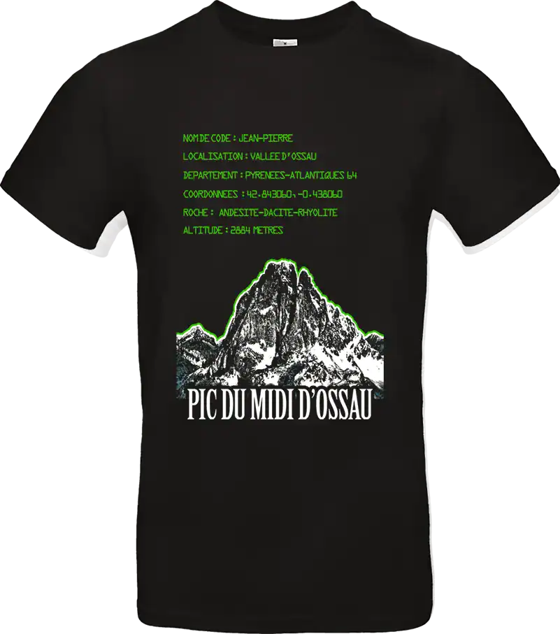 t shirt pic du midi d ossau jean pierre design technique montagne bearn impression dtf pilou shop 64