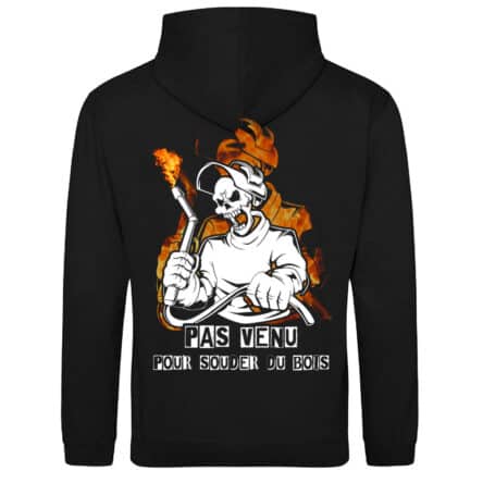 Sweat à capuche noir avec un squelette.