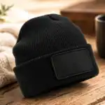bonnet personnalisé noir patch personnalisable bonnet hiver coton chaud accessoire personnalisé