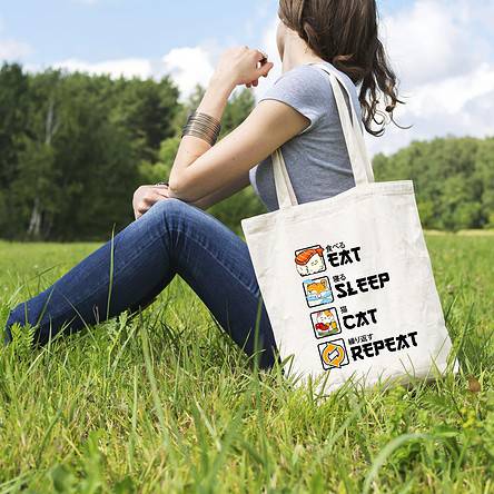 MOTIF JAPONAIS Eat Sleep Cat Repeat