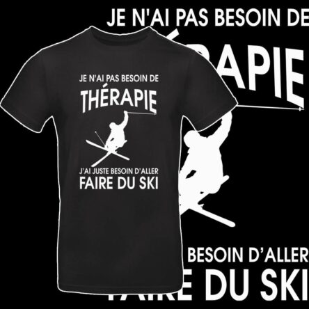 TEE SHIRT NOIR HOMME SKI THERAPIE