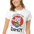 t shirt ramen kawaii chat japonais humour pilou shop 64 porté sur une femme