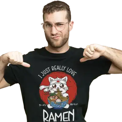 t shirt – i just really love ramen porté par un homme