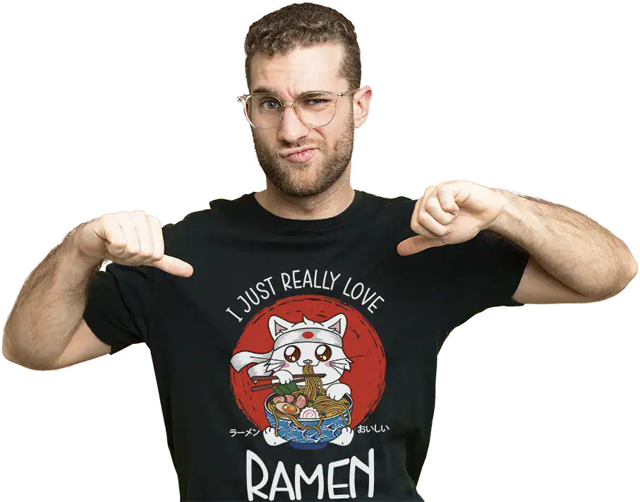 t shirt – i just really love ramen porté par un homme