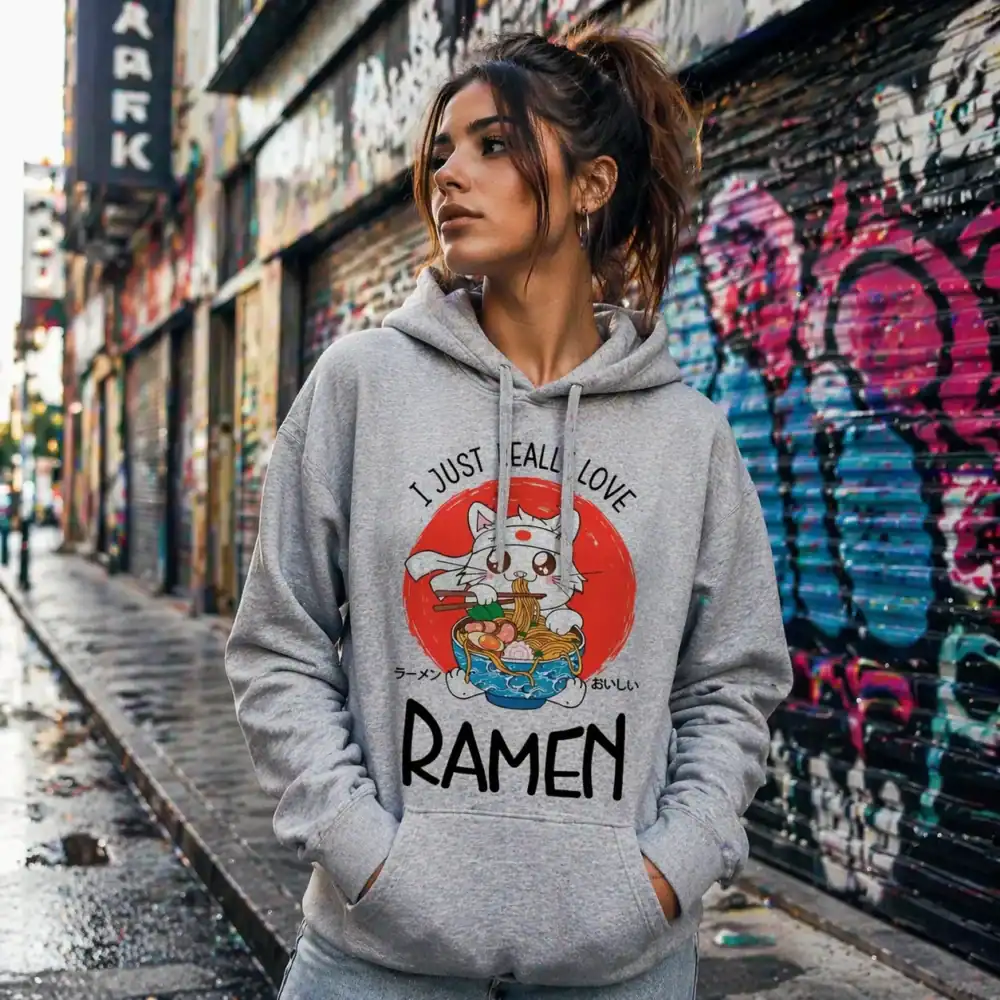﻿sweat à capuche – i just really love ramen 🍜🐱