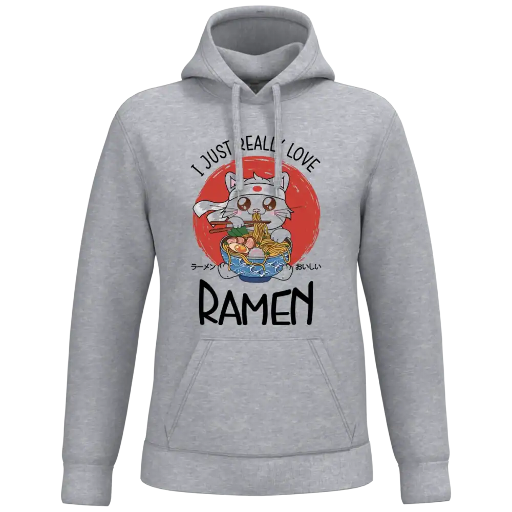 Sweat à capuche GRIS chat ramen impression japonaise Pilou Shop 64