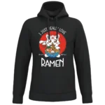 Sweat à capuche noir chat ramen impression japonaise Pilou Shop 64
