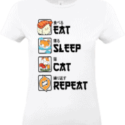 T-shirt avec design: manger, dormir, chat, répéter.