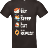 T shirt noir eat sleep cat repeat illustration chat