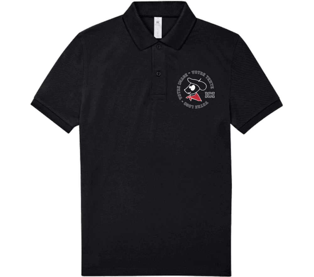 Polo noir avec logo pirate.