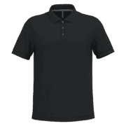 Polo noir à manches courtes et col boutonné.