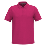 Polo rose vif à manches courtes.