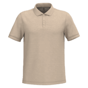 Polo beige à manches courtes avec col boutonné.