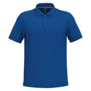 Polo bleu uni avec col et boutons.