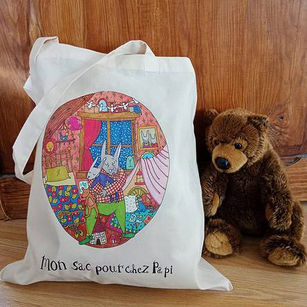 Sac Tote Bag "Mon Sac pour chez Papi"  - Abi illustration -