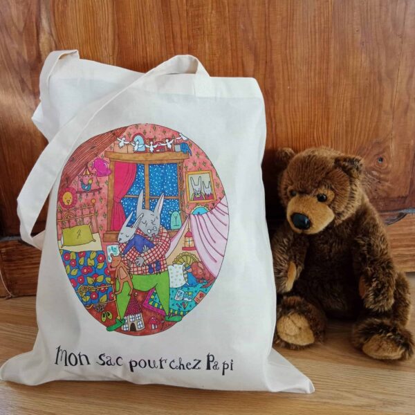 Sac Tote Bag "Mon Sac pour chez Papi"  - Abi illustration -