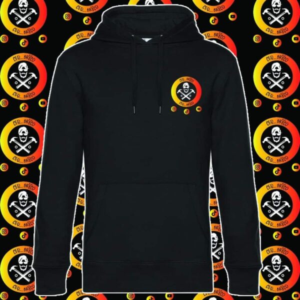 sweat a capuche noir avec logo orange ced brico
