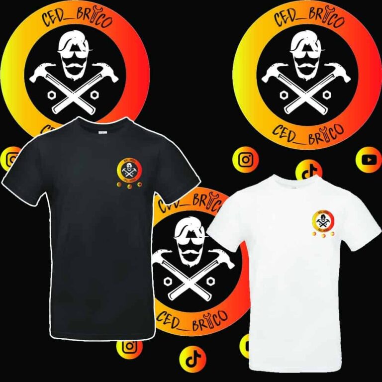 tee shirt noir et tee shirt blanc personnalise logo ced brico orange