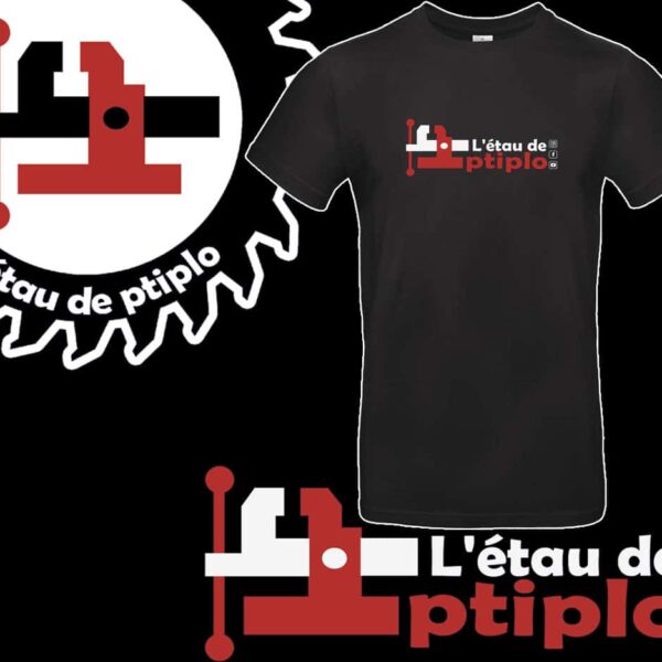 t shirt noir avec logo etau