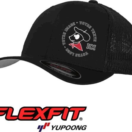 Casquette noire personnalisable Flexfit Yupoong.