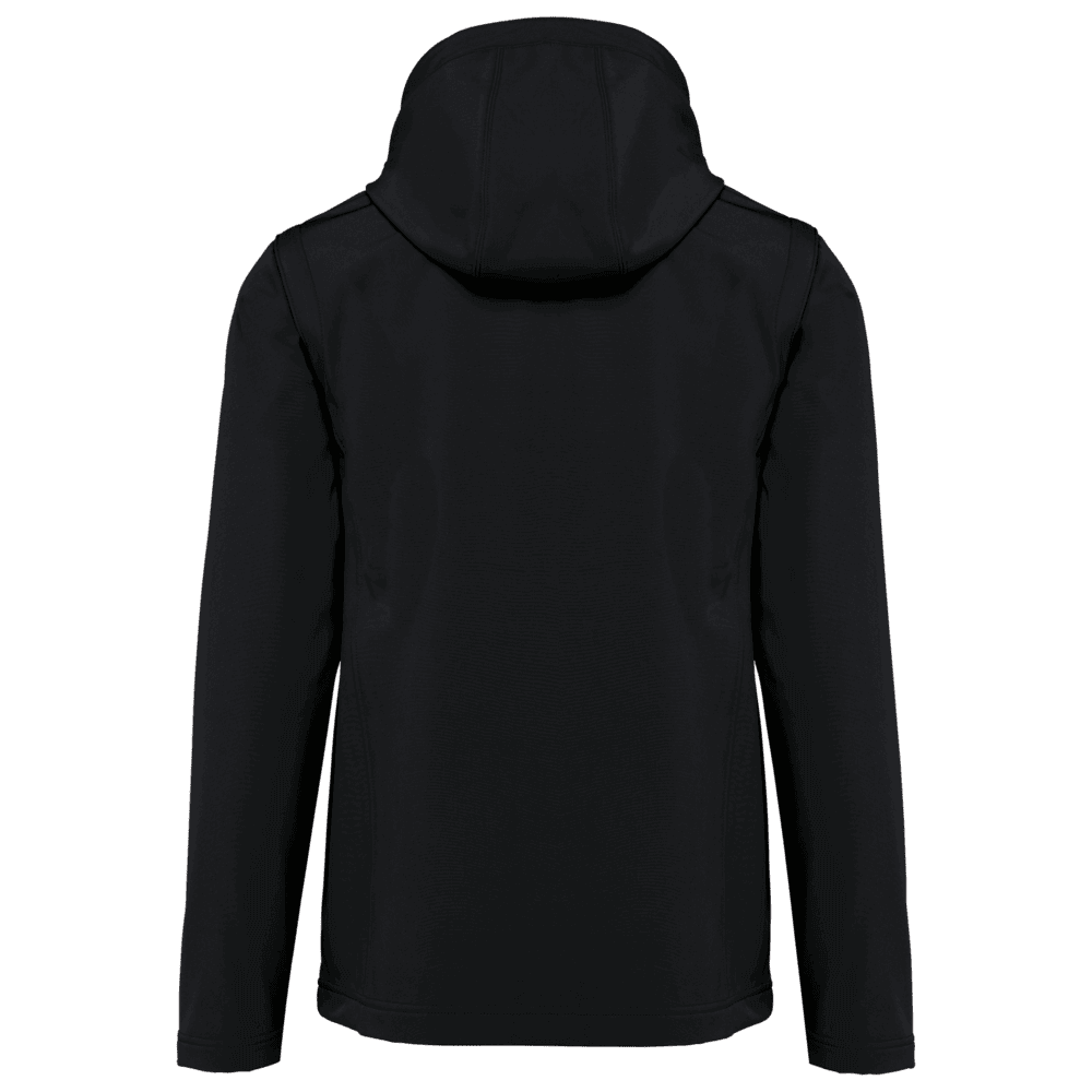 Veste noire à capuche vue de dos.