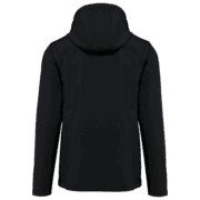 Veste noire à capuche vue de dos.