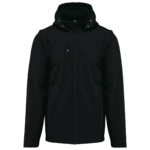 Veste noire à capuche et fermeture éclair.