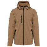 Veste CAMEL avec capuche, trois poches zippées.