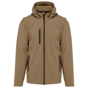 Veste CAMEL avec capuche, trois poches zippées.