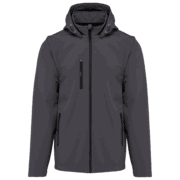 Veste noire avec capuche et poches zippées.