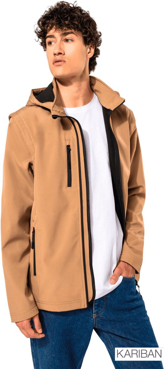 Veste beige à capuche pour homme Kariban