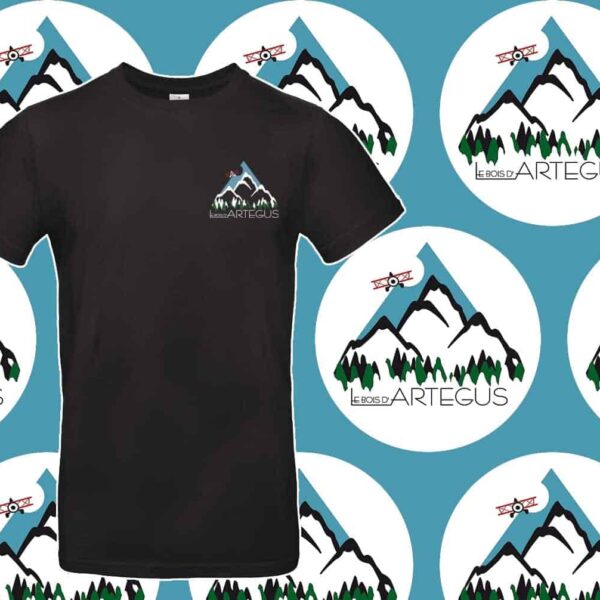 t shirt noir col rond avec avion