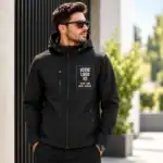 Veste softshell personnalisée avec logo, texte, image ou message – impression DTF à Pau