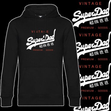 SWEAT NOIR FETE DES PERE SUPER DAD PARODIE SUPERDRY