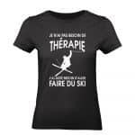 TEE SHIRT NOIR FEMME SKI THERAPIE