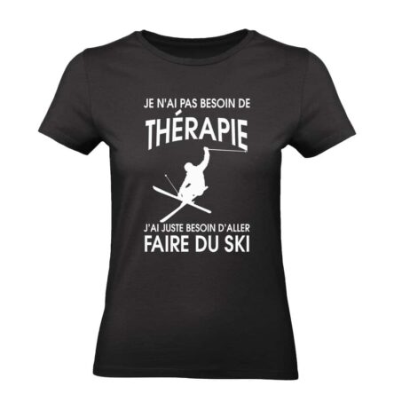 TEE SHIRT NOIR FEMME SKI THERAPIE