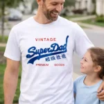 t shirt super dad vintage papa blanc cadeau fete des peres pilou shop 64