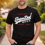 t shirt super dad vintage papa noir cadeau fete des peres pilou shop 64