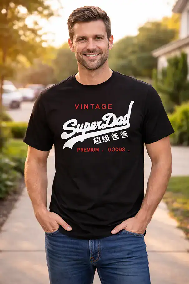 t shirt super dad vintage papa noir cadeau fete des peres pilou shop 64