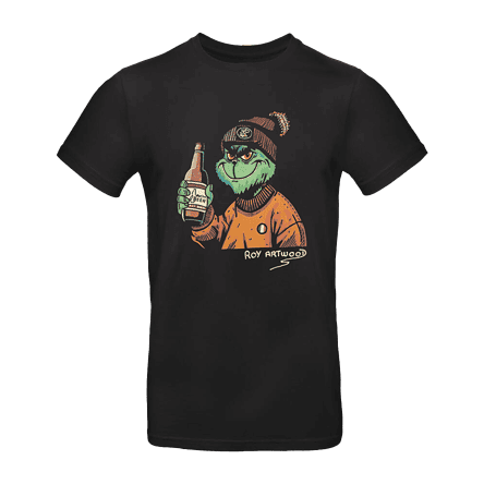 T-shirt noir avec illustration Yeti cartoon.