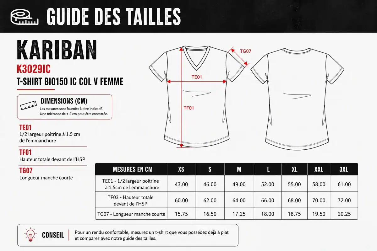 Guide des tailles Pilou Shop 64