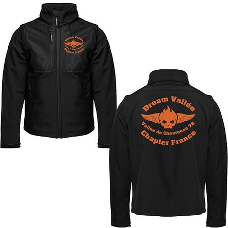 Veste noire Dream Vallée avec logo orange.