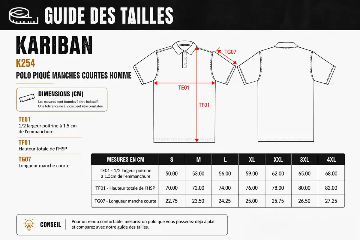 Guide des tailles Pilou Shop 64