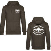 Sweat à capuche vert avec impression 'Dream Vallée'.