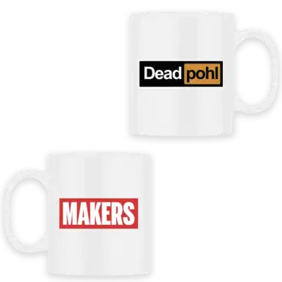 Mug céramique blanc DeadPohl Makers avec logos recto verso