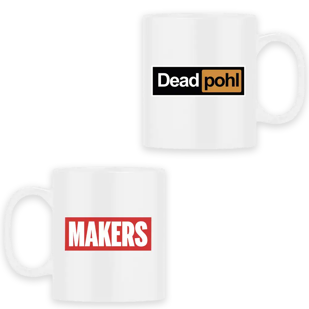 Mug céramique blanc DeadPohl Makers avec logos recto verso